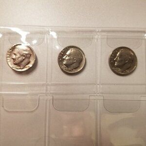 The 1975 (no-mint) Roosevelt Dime (Two of Three no-mint) (Three 1975 no-mint)
